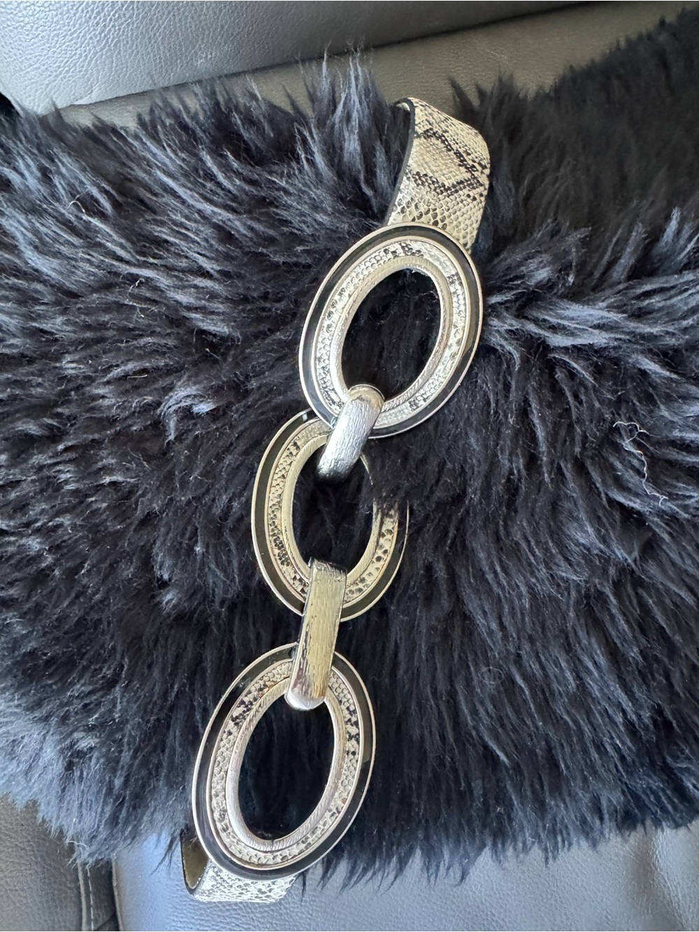 Chico's Silver Linked Oval Accent Belt
